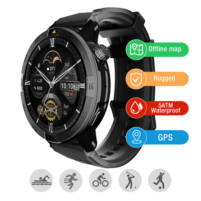 AGM Watch W1 Pro BT Call 370mAh 5ATM Waterproof GPS Rugged Smart Watches Offline Map Luxury Smartwatch Latest Smart Watch 2025