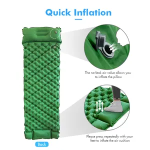KingGear-colchoneta inflable ultraligera para acampar, colchón de aire compacto, con almohada