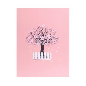 Cartes Pop-Up 3D Carte d'<span class=keywords><strong>anniversaire</strong></span> Saint Valentin Cadeaux d'<span class=keywords><strong>anniversaire</strong></span> Carte postale Invitations de mariage cerisier Cartes de vœux - Product Image 3