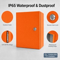 Boîtier électrique mural en acier galvanisé avec revêtement en poudre orange, IP65, porte simple, plaque de montage, couleur personnalisée