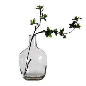 Grosir transparan vas besar-Botol Kecil Perut Besar Mulut Kecil Nordic, Berbentuk Bel Kaca Vas Bunga Transparan