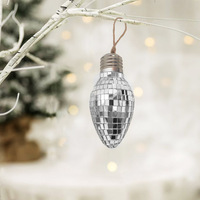 Boule disco en verre de luxe en gros d'usine, en forme d'ampoule, pour décorations suspendues de Noël, de fête et d'artisanat