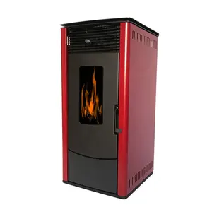 Fireplaces for sale red indoor cast iron 11kw smokeless german biomass wood pellet stoves