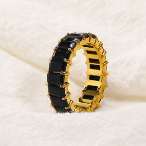 مجوهرات لمصممي العلامات التجارية الشهيرة الفاخرة خاتم زركون ملون من الفولاذ المقاوم للصدأ مطلي بالذهب عيار 18 - Product Image 5