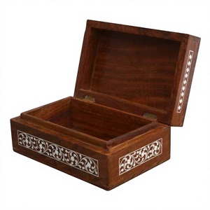 Caja de Joyería de Madera Marco Enterprises con Tapa Decorativa con Incrustaciones Blancas, Estuche Organizador con Capacidad de 0-1L - Product Image 1