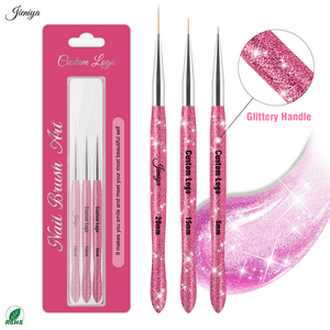 Produit Tendance 2026 Sparkle Process, Ensemble de 3 pinceaux <span class=keywords><strong>liner</strong></span> à manche en plastique <span class=keywords><strong>rose</strong></span> et poils en nylon, pour nail art, pinceau à gel pour banderole et nail art - Product Image 1
