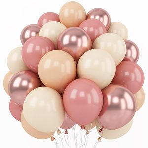 60 Ballons Rose Poudré Métallisé Chrome Or Rose Blanc Sable Nude de 12 Pouces pour Douche Nuptiale Anniversaire Rétro Rose Blush - Product Image 1