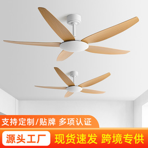 <b>Ceiling</b> <b>Fan</b> 5 Blade Black Walnut Wood White Natural Wood Black Black White Quiet Industrial Retro Flush Mount Living Room Home - Product Image 4
