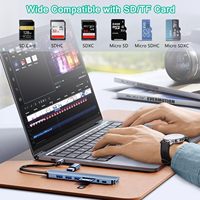 Adaptateur multiport USB-C 8-en-1, extension USB en aluminium, lecteur de cartes SD TF, port audio 3,5 mm pour mise à niveau Macbook Windows PC