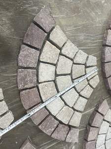 Dalles de pavage en granit rouge violacé et jaune, <span class=keywords><strong>moins</strong></span> chères, à motif naturel en éventail, flammées sur quatre côtés, pour allée, jardin, passerelle et autres - Product Image 2