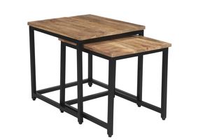 Juego de mesas de centro clásicas de hierro/madera, juego de 2 mesas de centro cuadradas para sala de estar, colección a precio de mayoreo. - Product Image 5