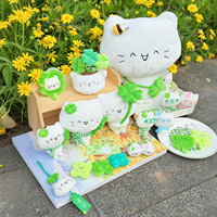 행운의 고양이 컬렉션 플러시 키체인 펜던트 귀여운 네잎 클로버 고양이 가방 참 장식 작은 선물 도매