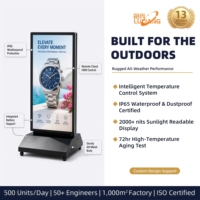 Écran LCD double face de qualité industrielle pour extérieur, 2000 nits, lisible en plein soleil, étanche IP65, cadre publicitaire numérique portable
