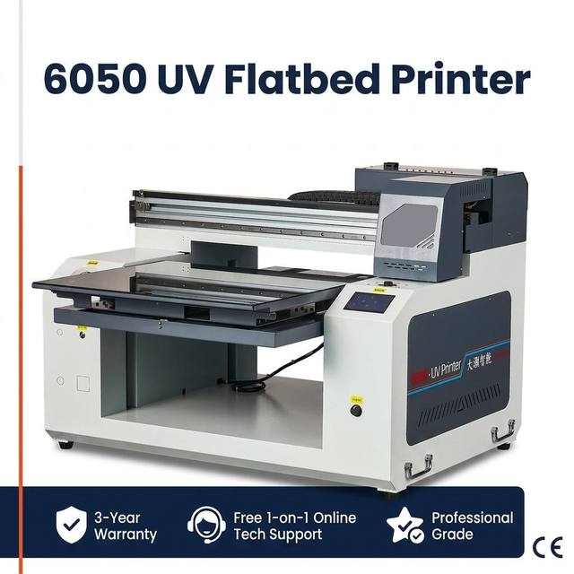 6050 UV Flatbed Printer Two XP600 for Acrylic Phone Case Leather Glass Wood 3D Embossed Printing 3-Year Warranty Factory Direct