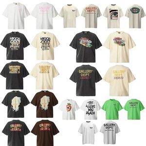 Camiseta de manga corta GALLERYt con estampado de exhibición de autos lavados, diseño holgado y retro, moda de verano unisex - Product Image 1