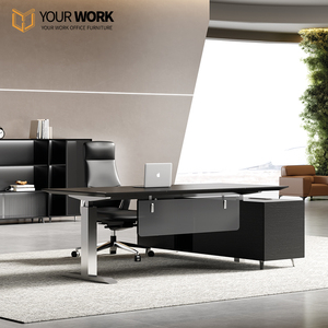 Elektrisch Modern Staand L-Vormig Houten Paneel Baas Bureau Hoogte Verstelbaar Tafelframe Cabriolet 3 Stage Lift Kantoor Executive - Product Image 2