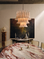 Lustre vintage en verre de Murano en forme de pétales, luminaire suspendu pour la décoration du salon