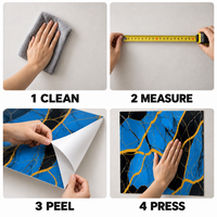 Papier peint auto-adhésif en marbre bleu noir or avec surface en PET nettoyable pour les murs décoratifs intérieurs