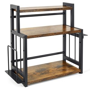 Wooden Spice Rack Iron Wood Combination <b>Desktop</b> <b>Shelf</b> Multi Layer Organizer With Wooden Lid Size L - Product Image 5