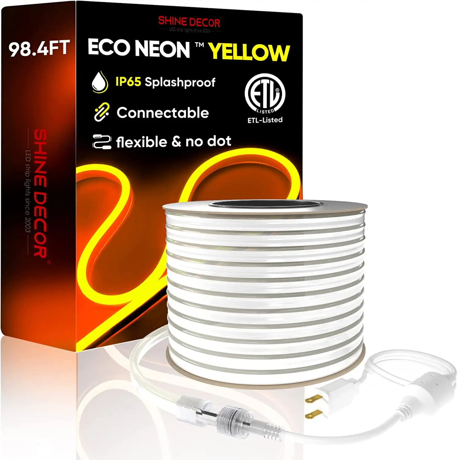 Grosir lampu Neon Led tahan lama cahaya Neon tali lampu Neon fleksibel warna tunggal kuning emas