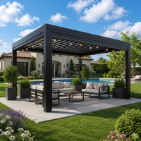 Pergola motorisée en aluminium de qualité supérieure Airfun Outdoor, écologique, avec auvent imperméable, lames orientables, toit bioclimatique, nature