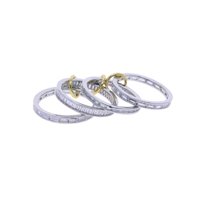 Argent or deux tons couleur mode doigt bijoux glacé Bling lunette Rectangle CZ éternité bande anneaux empilables - Product Image 4