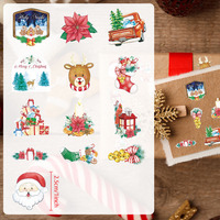 Autocollants de Noël en aquarelle, 500 pièces, motif camion rouge du Père Noël et rennes, rouleau d'étiquettes de fêtes pour décorer les enveloppes et cartes de Noël