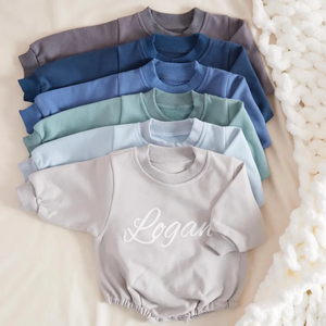 Grosir Romper Bayi Ukuran Besar Bermonogram, Sweatshirt Katun Custom, Set Pakaian Bayi Unisex - Product Image 5