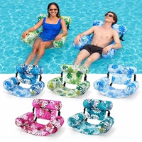 Fauteuil flottant gonflable en gros, motif feuille tropicale, avec dossier, pour piscine, plage, détente estivale et fêtes