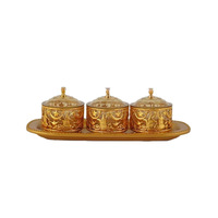 3-delige gouden metalen snackbox set, fruitschaal, decoratie voor thuis, decoratief ornament voor binnen, feestelijke & party benodigdheden, Ramadan