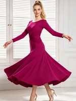 Robe de danse de salon pour femmes, dos nu, manches longues, robe de performance moderne pour la danse de valse