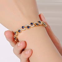 Bracelet en cuivre plaqué or 18 carats avec gros diamants et zircons brillants, style européen et américain