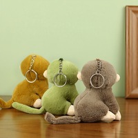 Jouet en peluche singe doré réaliste et mignon, style animal, avec grands yeux, en coton PP, pendentif porte-clés en sac filet