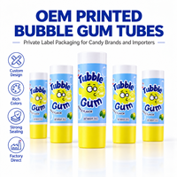 Tube d'emballage personnalisé pour chewing-gum, en aluminium et plastique de qualité alimentaire, avec bouchon à vis, imprimé UV, pour bonbons et snacks, 12,7-35 mm