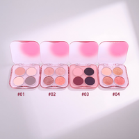 Palette de fards à paupières professionnelle en plastique, format portable, 4 couleurs, pigment mat, fard à paupières nacré chatoyant