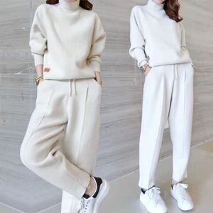 2022 gros tricot <span class=keywords><strong>pull</strong></span> ensembles <span class=keywords><strong>pull</strong></span> ample manches longues hauts automne hiver pantalons longs femmes <span class=keywords><strong>pull</strong></span> en <span class=keywords><strong>cachemire</strong></span> - Product Image 3