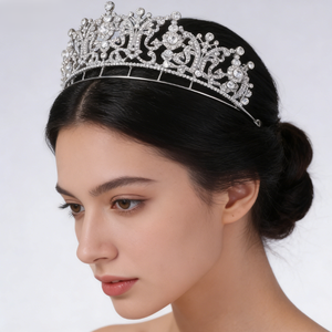 NianCan - Corona <span class=keywords><strong>de</strong></span> Princesa <span class=keywords><strong>de</strong></span> Lujo, Corona <span class=keywords><strong>de</strong></span> Aleación con Cuentas <span class=keywords><strong>de</strong></span> Cristal, Corona <span class=keywords><strong>de</strong></span> Novia, Regalos para Bodas, Día <span class=keywords><strong>de</strong></span> <span class=keywords><strong>la</strong></span> Madre - Product Image 1