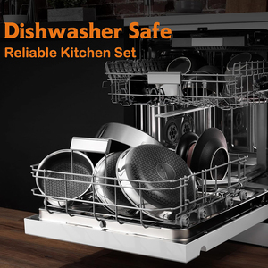 Ensemble de casseroles en acier inoxydable de haute qualité à 3 couches avec couvercles en verre, adaptées aux cuisinières à gaz et à induction, en acier inoxydable triple couche - Product Image 6