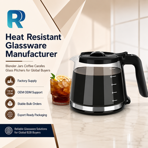 Jarra de Vidrio de Borosilicato Ecológica y Duradera de 12 Tazas y 1.8L Personalizada de Fábrica, Jarra Transparente para Café, <span class=keywords><strong>Cafetera</strong></span> <span class=keywords><strong>Oster</strong></span> - Product Image 1
