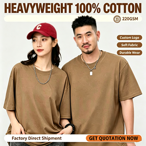 T-<span class=keywords><strong>shirt</strong></span> en coton lourd 220G personnalisé avec logo, col rond uni, manches courtes, pour homme et unisexe, vierge, vente en gros, impression, <span class=keywords><strong>broderie</strong></span> - Product Image 1