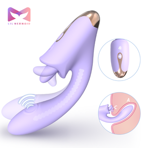 Vibratore 3-in-1 Regolabile con 9 Modalità per Punto G e Clitoride, Doppio Strato in <span class=keywords><strong>Silicone</strong></span> Medicale, Impermeabile IPX7, Ricarica Magnetica USB - Product Image 1