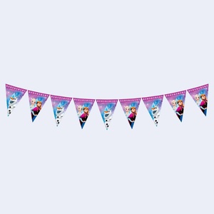 Guirlande triangulaire en plastique 2,3 m pour fête d'anniversaire, décorations suspendues jetables, motif dessin animé, thème Party Love Frozen - Product Image 4