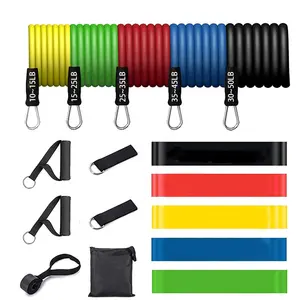 Home Workout Arm Fitness 11pcs 150lbs Set Muscles Toning Resistance Tube Kit