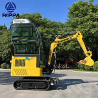 Rippa Nouveau Moteur Mini Excavatrices Vente 0.8Ton 1Ton 1.5Ton Bager Hydraulique Avec Cabine Fermée