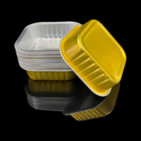 Contenants carrés en aluminium de qualité alimentaire, résistants aux hautes et basses températures, peuvent être chauffés directement au micro-ondes