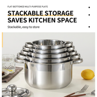 Ensemble de 10 casseroles et poêles en acier inoxydable à double fond, compatibles induction et gaz, pour cuisine