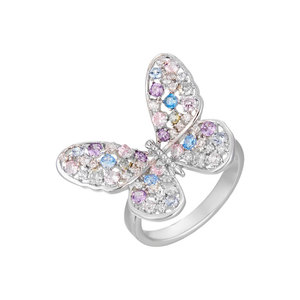 Butterfly Shape <b>Adjustable</b> <b>Ring</b> Pave Setting Zirconium Inlay Jewelry Gift - Product Image 5