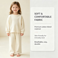 Ensemble de survêtement personnalisé pour enfants, sweat-shirt à col rond à ourlet festonné et pantalon large, 2 pièces assorties pour filles