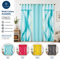 Ensemble de 3 rideaux imprimés à œillets avec panneaux unis, vente en gros, rideaux de maison, stock disponible pour le salon