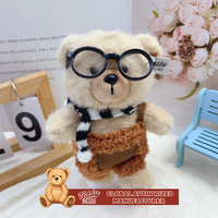 Boneka Beruang Teddy Kacamata Hitam Kain Katun Berkualitas Tinggi Poliester Unisex